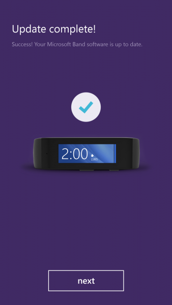Microsoft Band Update Complete